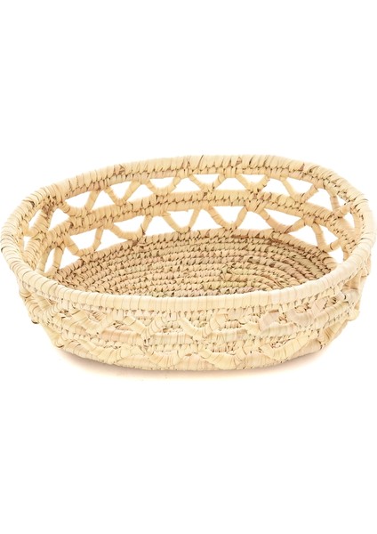 Açık Örgü Stiliyle Iki Sıralı 3'lü Oval Hasır Tepsi Seti
