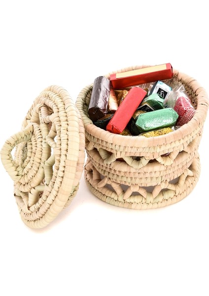 Orta Açık Sıralı Yuvarlak Hasır Kutu Bir Yıldız Şeklinde Kapak fırsatları