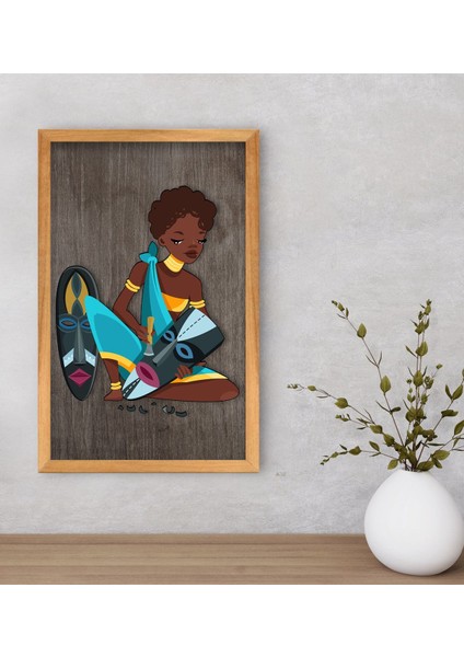 Gift African Woman Dekoratif Retro Ahşap Tablo-5