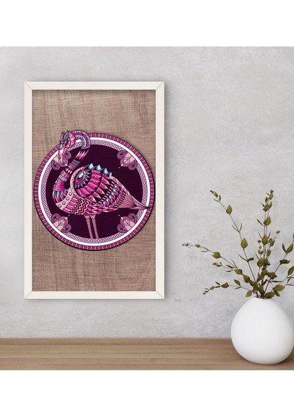 Gift Flamingo Dekoratif Ahşap Beyaz Çerçeveli Tablo-1