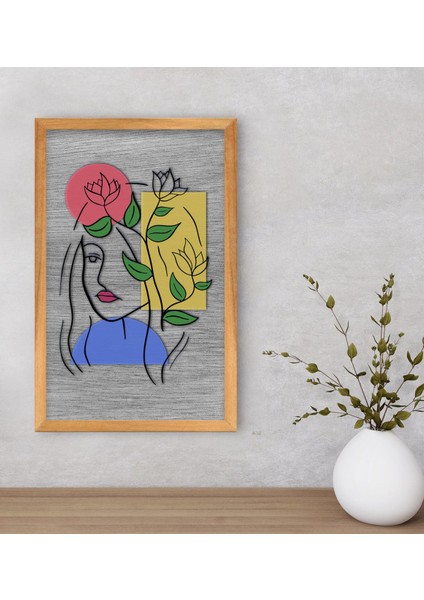 Gift Woman Line Dekoratif Retro Ahşap Tablo-4