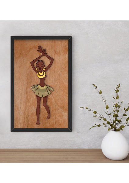 Gift African Woman Dekoratif Ahşap Siyah Çerçeveli Tablo-1