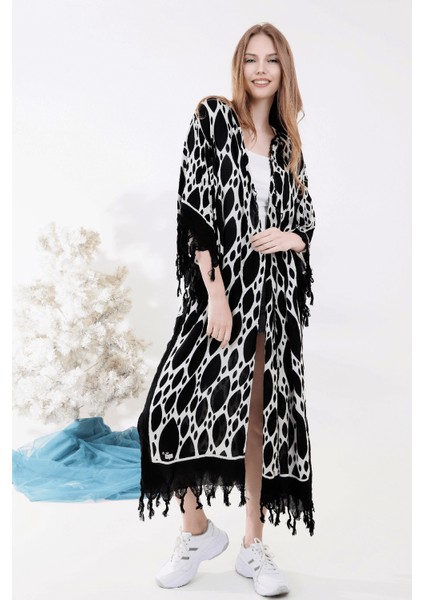 Yazlık Trend Hawai Desen Kaftan Kimono 7 - Kuşaklı - El Baskısı