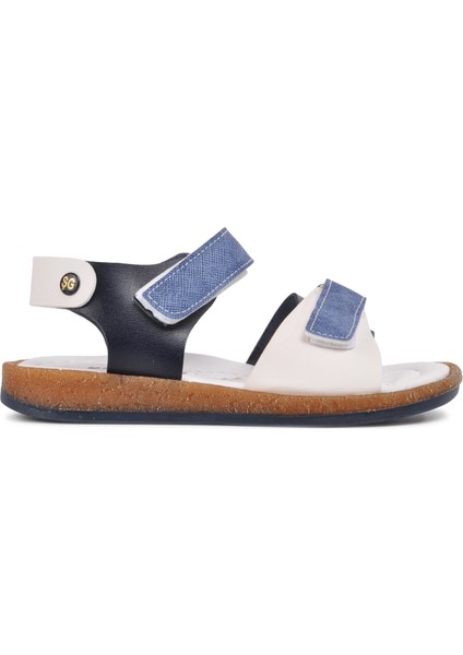 210109 Lacivert-Kot-Beyaz Comfort Erkek Çocuk Sandalet