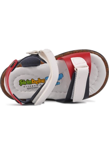 210109 Lacivert-Beyaz-Kırmızı Comfort Erkek Çocuk Sandalet fırsatları