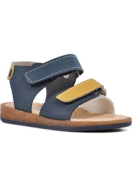210109 Lacivert-Bej-Hardal Comfort Erkek Çocuk Sandalet modelleri
