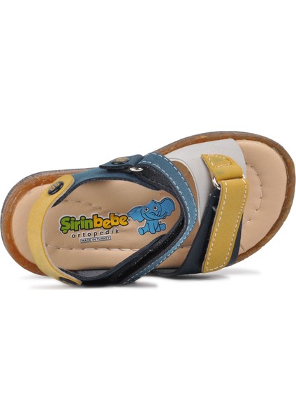 210109 Lacivert-Bej-Hardal Comfort Erkek Çocuk Sandalet fırsatları