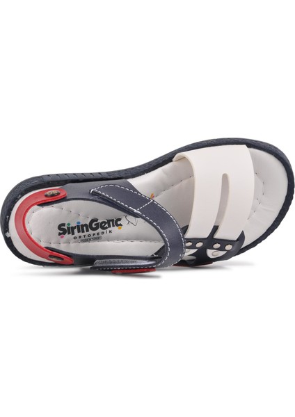 210107 Lacivert-Beyaz-Kırmızı Comfort Erkek Çocuk Sandalet fırsatları