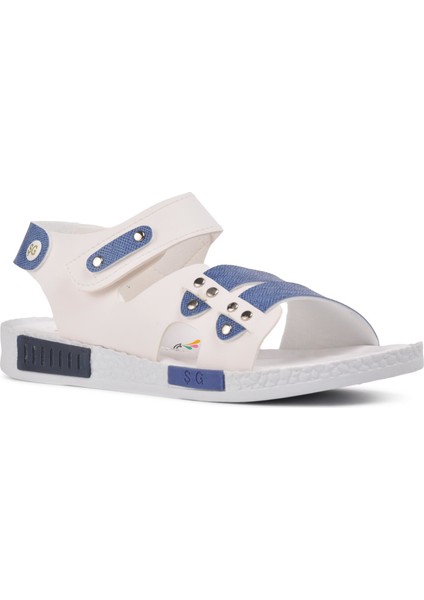 210107 Beyaz-Kot Mavi Comfort Erkek Çocuk Sandalet modelleri