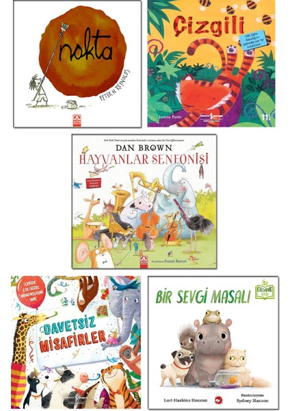 Nokta Peter Reynolds + Çizgili + Hayvanlar Senfonisi Dan Brown + Davetsiz Misafirler + Bir Sevgi Masalı / Çocuk Masal Öykü Hikaye Kitapları Seti 5 Kitap