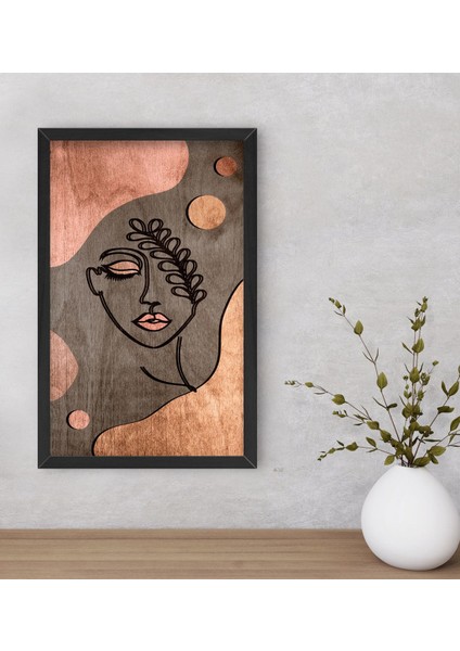 Gift Minimalist Woman Dekoratif Ahşap Siyah Çerçeveli Tablo-1