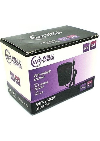 Well Power Wellpower WP-2402P 24V 2A Adaptör5.5 x 2.5 mm Jak Fişli Plastik Kasa Adaptör