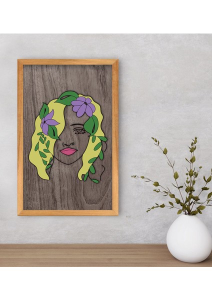 Gift Woman Line Dekoratif Retro Ahşap Tablo-7