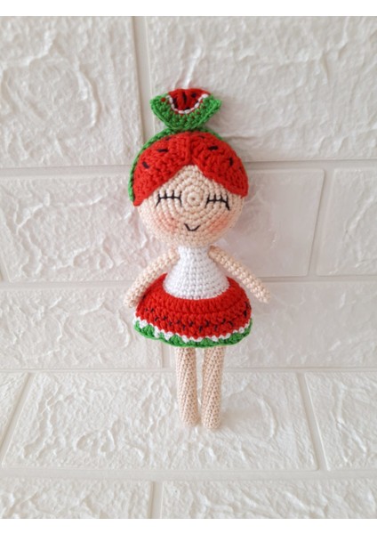 Maskot Karpuz Bebek Amigurumi Organik Oyuncak
