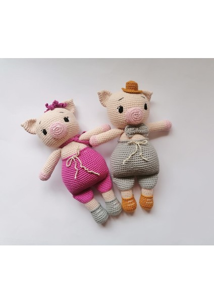 Coco ve Bobo Takımı Amigurumi Organik Oyuncak