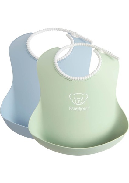 Babybjörn 2´li Yumuşak Plastik Mama Önlüğü Powder Green / Blue