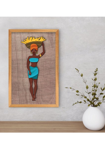 Gift African Woman Dekoratif Retro Ahşap Tablo-3