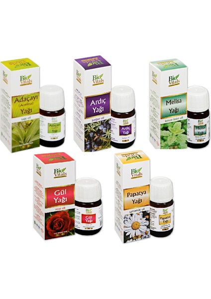 Bitkisel Yağ Seti (Ada Çayı, Ardıç, Melisa, Gül ve Papatya) 20 ml x 5