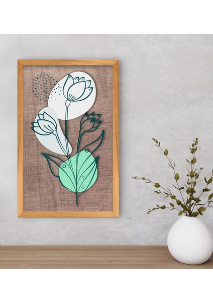 Gift Minimal Çiçekler Dekoratif Retro Ahşap Tablo-2