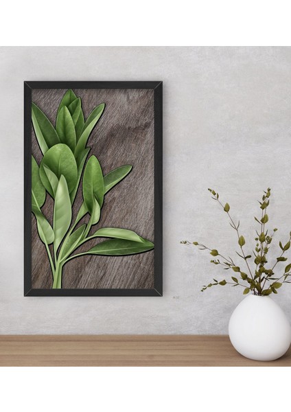 Gift Green Plant Dekoratif Ahşap Siyah Çerçeveli Tablo-4