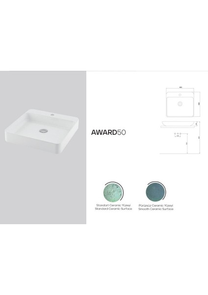 Banyo Award Tezgah Üstü Lavabo 48X48 Cm fiyatları