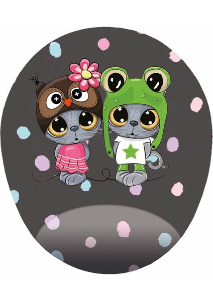 Sevimli Yavru Kediler - Bilek Destekli Tasarım Oval Mousepad 20