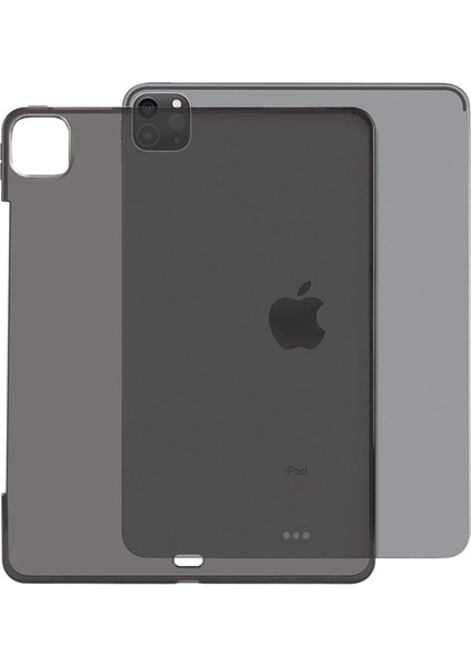 iPad Pro 12.9 2021 Kablosuz Şarj Uyumlu Silikon Tpu Soft Kılıf - Füme