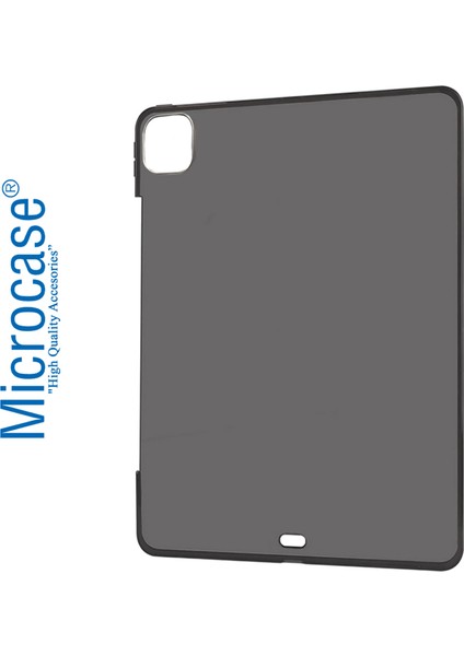 iPad Pro 12.9 2021 Kablosuz Şarj Uyumlu Silikon Tpu Soft Kılıf - Füme
