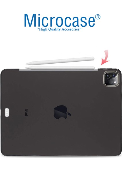 iPad Pro 12.9 2021 Kablosuz Şarj Uyumlu Silikon Tpu Soft Kılıf - Füme