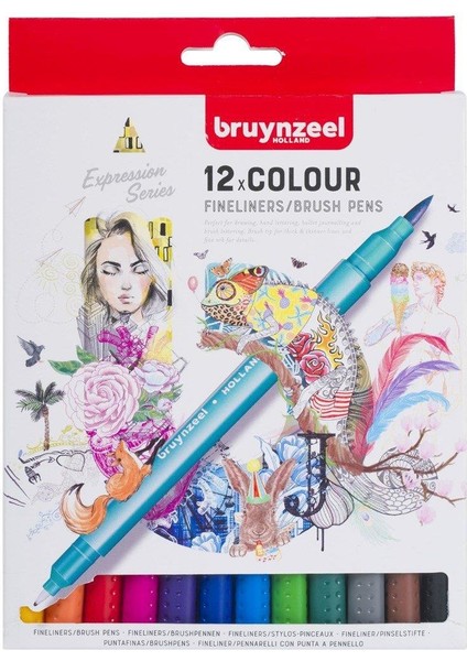 Fineliners Bursh Pens 12 Renk