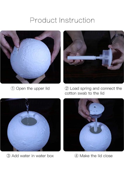 3D Ay Işığı Standlı Dekoratif Lamba 880ML Oda Hava Nemlendirici Buhar Makinesi Koku Giderici indirimleri