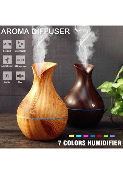 Difüzör Hava Nemlendirici Aromaterapi Buharlı LED Işıklı