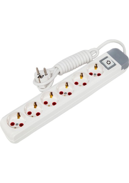 Grup Priz Altılı Anahtarlı Topraklı 2mt ASGRUP-AU62A