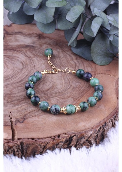 Doğal Ruby Zoisit Taşlı Kadın Bileklik - 300182