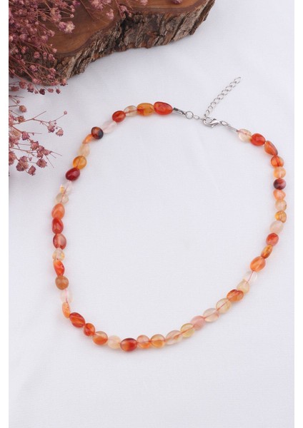 Akik Taşı Doğal Taş Kadın Kolye - KOL0124