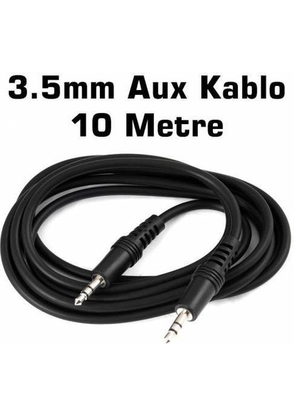 10M Aux Kablo 3.5 mm Erkek Erkek Stereo 10 Metre Ses Kablosu