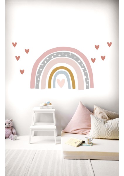 Kalpler ve Soft Renkli Gökkuşağı Çocuk Odası Duvar Sticker fiyatları