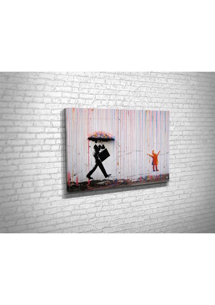 Banksy - Gökkuşağı Yağmuru Kanvas Tablo
