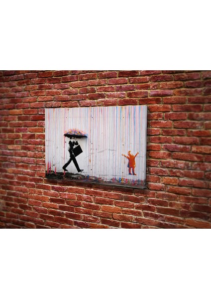 Banksy - Gökkuşağı Yağmuru Kanvas Tablo modelleri