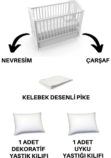 5 Parça Pamuk 3D Kelebek Desenli Bebek Nevresim Takımı modelleri