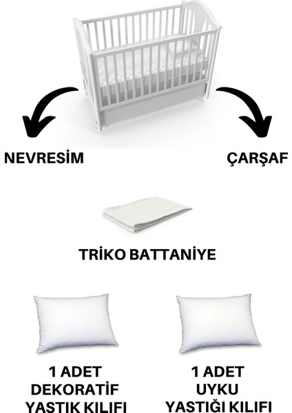 5 Parça Triko Battaniyeli Pamuk Meva Bebek Nevresim Takımı