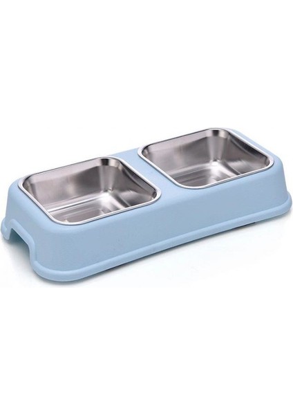 Kedi Köpek Için Ikili Kare Melamin Çelik Mama Kabı 24 cm