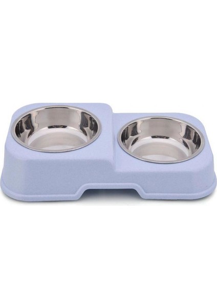 Kedi Köpek Için Ikili Oval Melamin Çelik Mama Kabı 35 cm