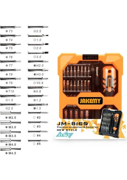 JM-8160 Taşınabilir 33 Parça Çok Fonksiyonlu Hassas Tornavida Seti