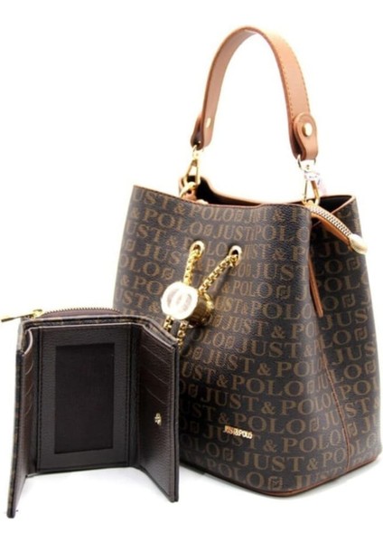 Kadın Monogram Baskılı Çanta Cüzdan Kombini modelleri