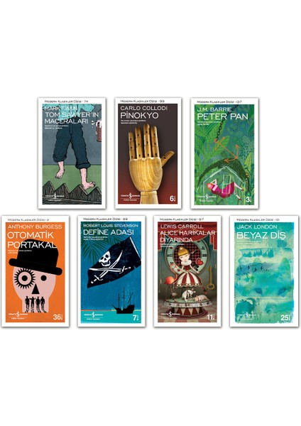 Otomatik Portakal - Pinokyo - Beyaz Diş - Define Adası - Peter Pan - Pinokyo Set 7 Kitap - Iş Bankası Kültür Yayınları