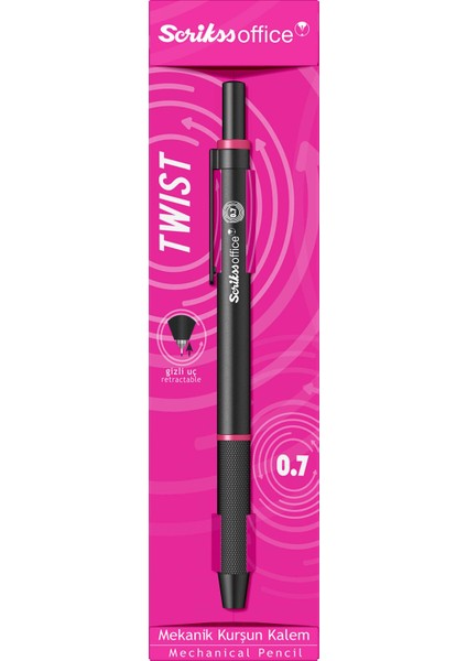 Versatil Kalem Twist 0.7 mm Pembe