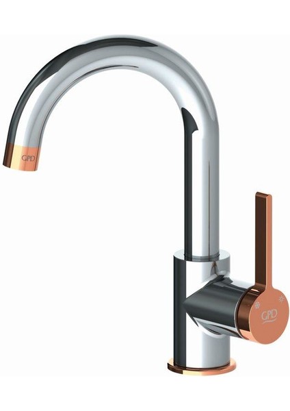 Gildo MTL165-K-R Tek Gövde Lavabo Bataryası Krom - Rose Gold