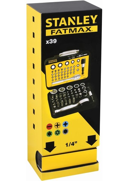 1-13-906 Fatmax 39'lu ¼ Bits + Lokma Seti Manyetik Tutucu ve Otomatik Lokma Kollu