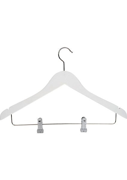 Ahşap Askı Şık Mandallı Gömlek Etek Askısı Beyaz Renk 6 Adet